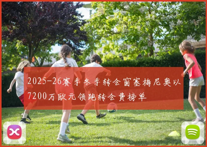 2025-26赛季冬季转会窗塞梅尼奥以7200万欧元领跑转会费榜单